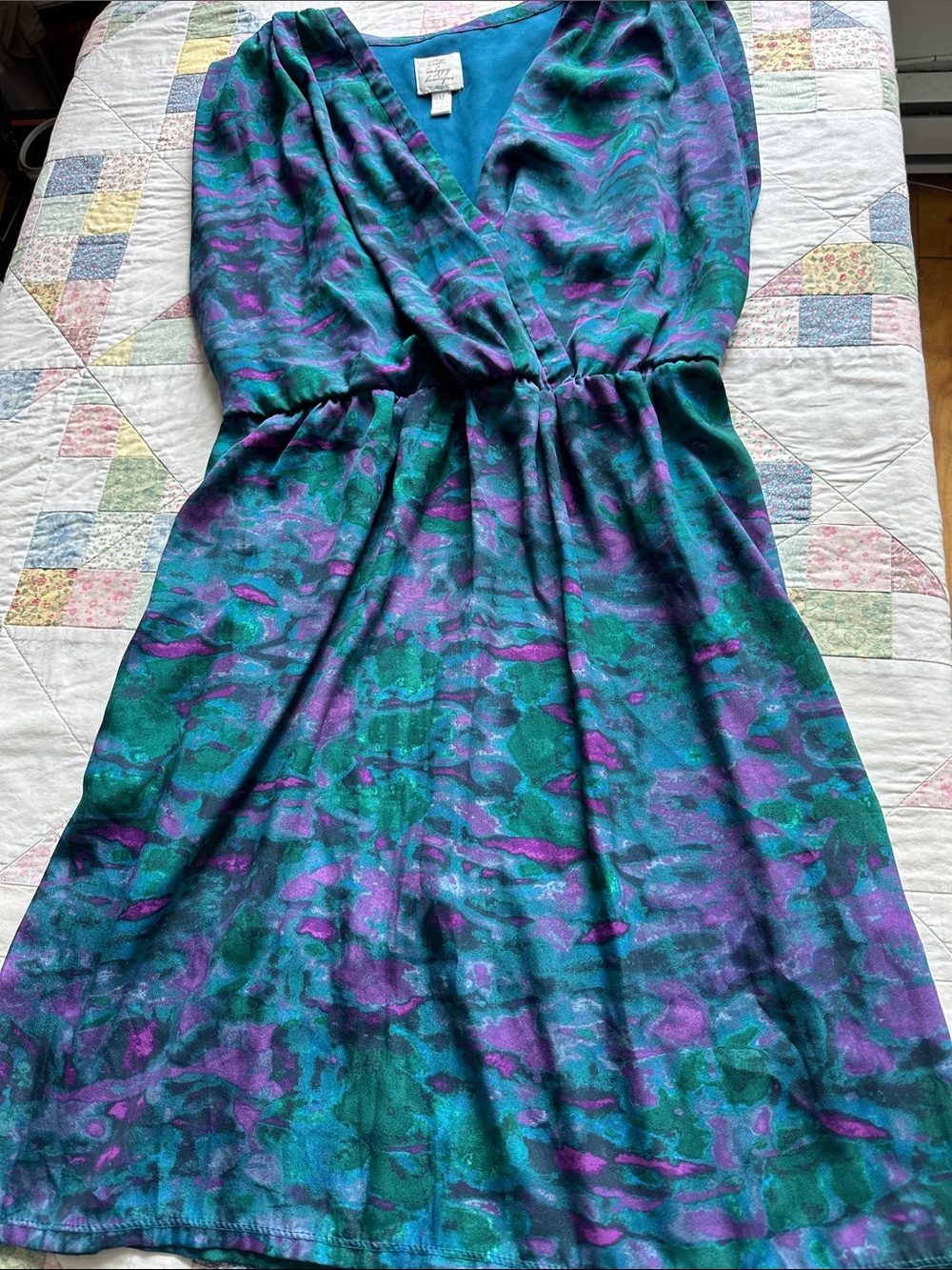 H—Women’s Emerald & Purple Print Wrap Dress